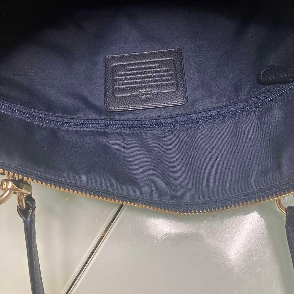 COACH Shoulder Bag Navy Leather - image 4