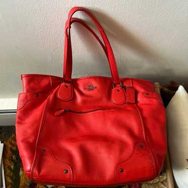 Coach  Mickie Large Tote Leather/ Red/ Vintage