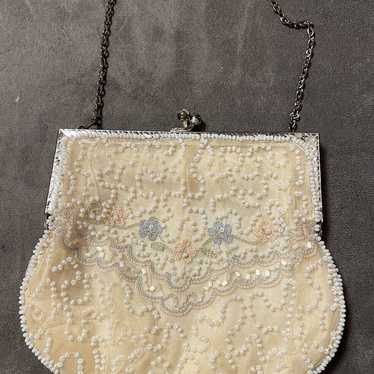 Beaded & Embroidered Delicate Vintage Evening Bag… - image 1