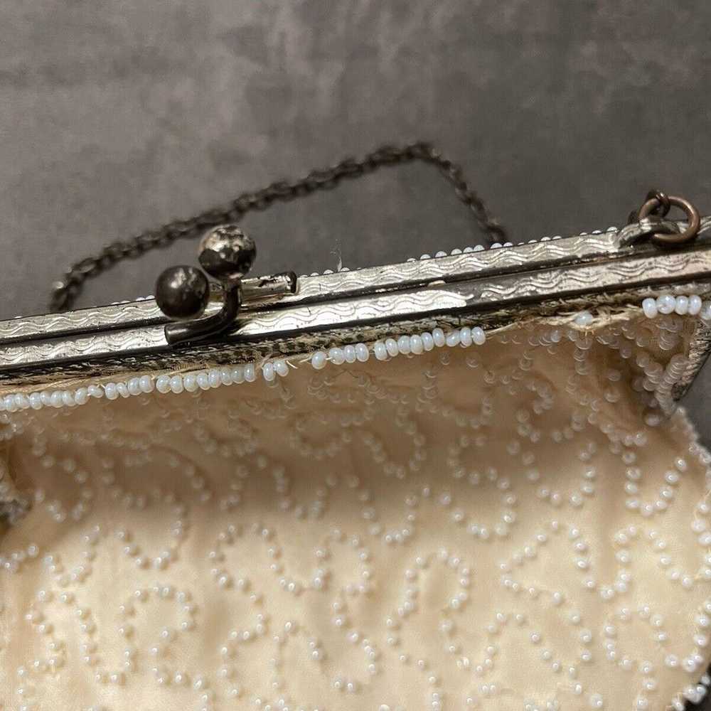 Beaded & Embroidered Delicate Vintage Evening Bag… - image 4