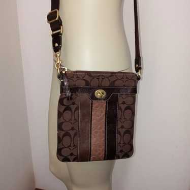 Vintage Coach Crossbody C Signature Stripe Purse … - image 1