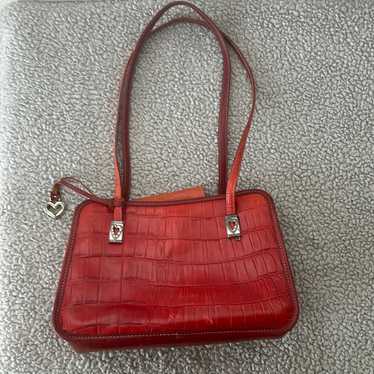 Brighton Vintage Croc Leather Red Shoulder Bag w/ 