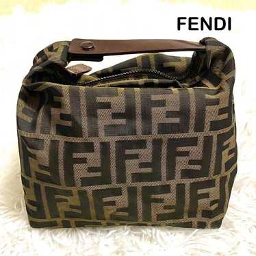 FENDI Zucca Pattern Canvas Leather Handbag