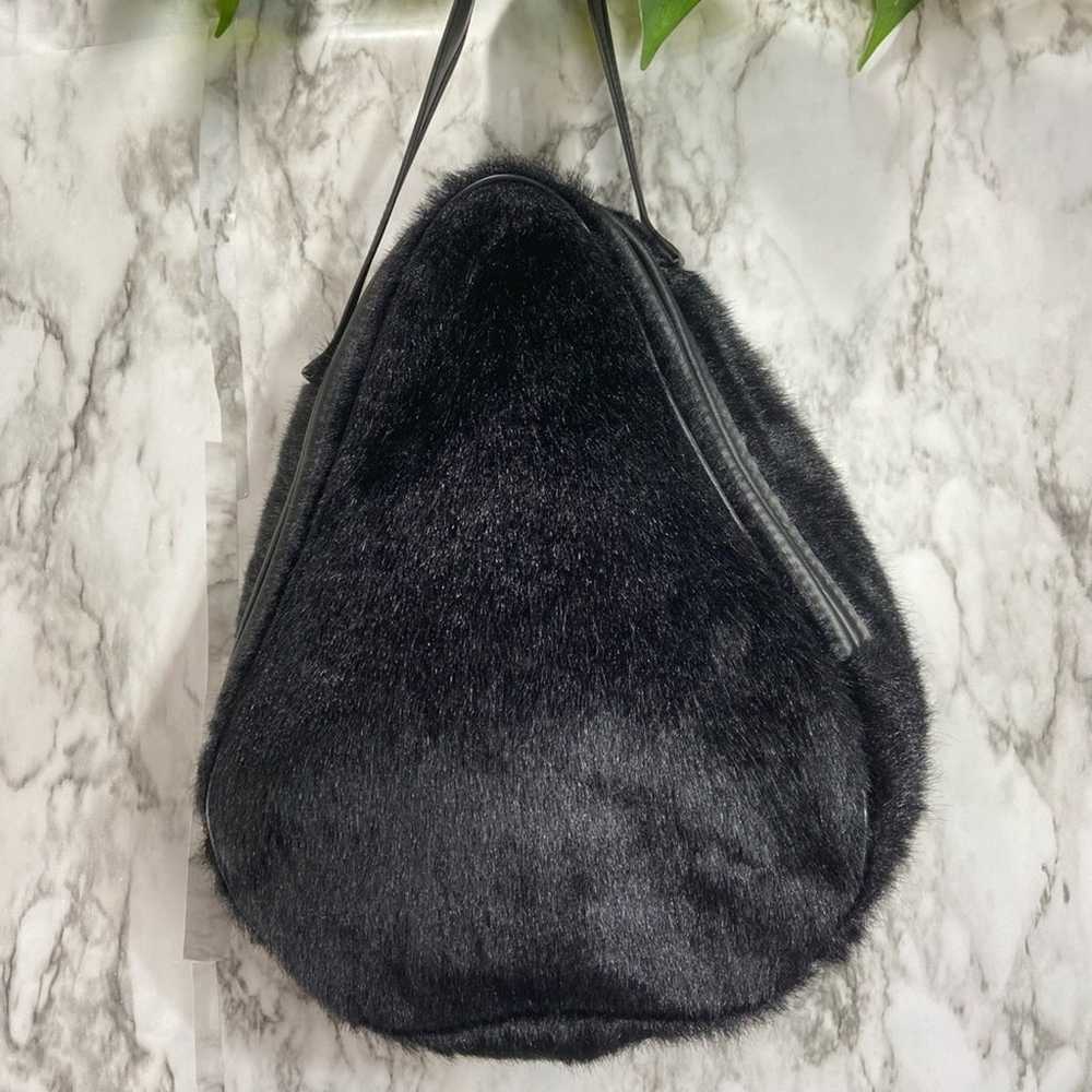 Vintage Faux Black Fur Handbag Small - image 1