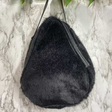 Vintage Faux Black Fur Handbag Small - image 1