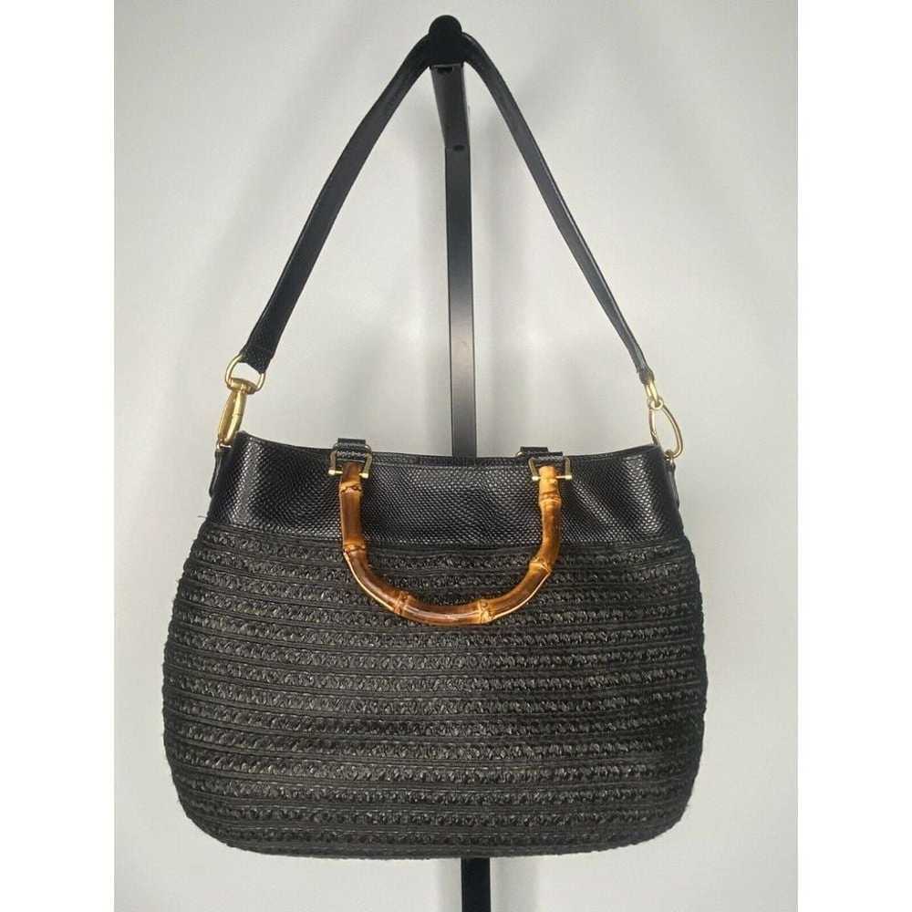 NWOT Eric Javits black woven and leather purse w/… - image 1