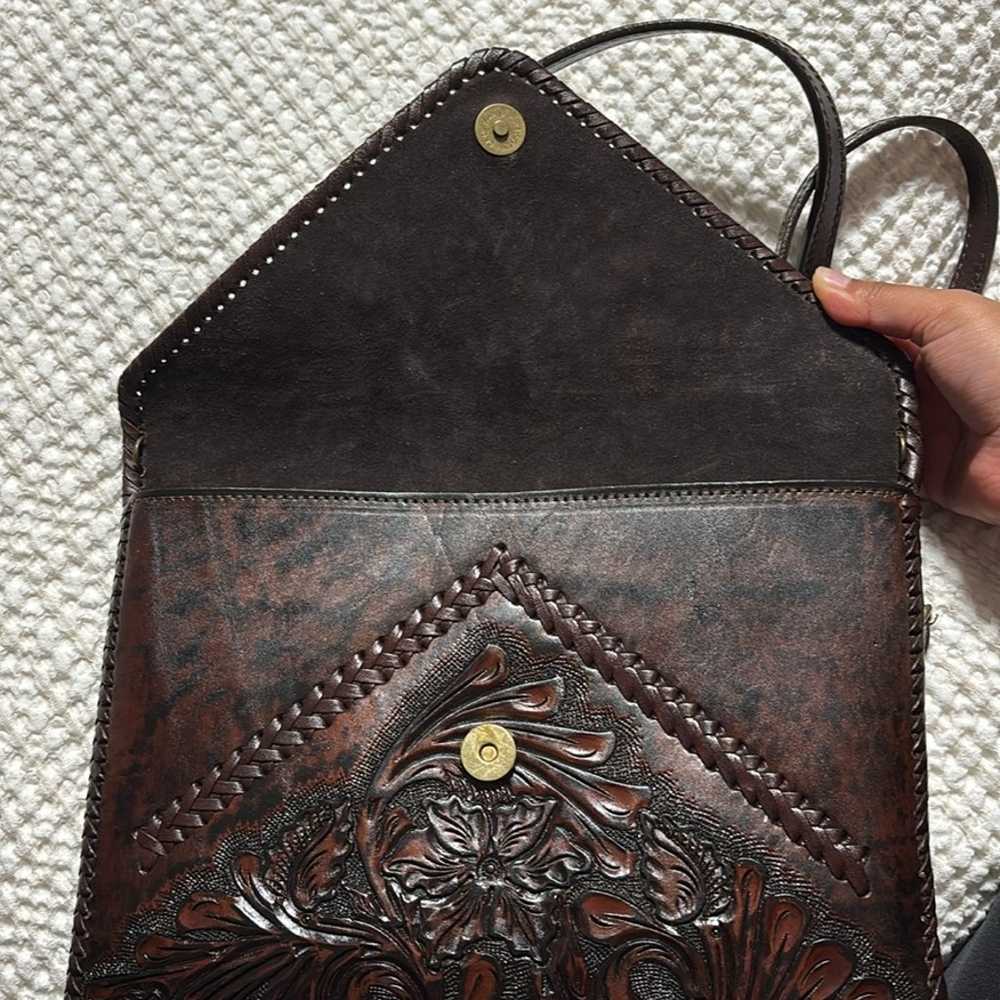 IPad Crossbody Bag w/ Shoulder Strap Hand-Tooled … - image 6