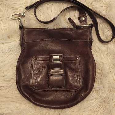 B Makowsky leather Brown medium shoulder bag with rose gold accents & hardwares deals