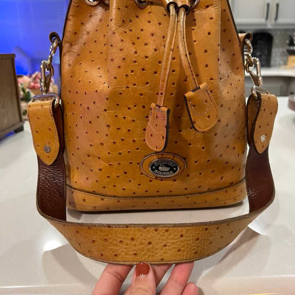 Vintage 80s/90s Dooney & Bourke Ostrich Bucket Bag - image 9