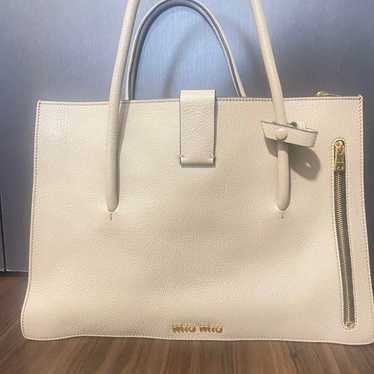 MIU MIU Beige Leather Tote Bag