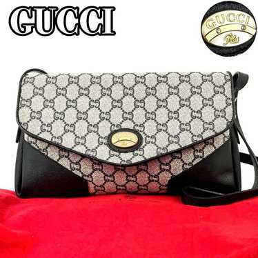 【Rare】Gucci Shoulder Bag GG Plus PVC Leather Navy 