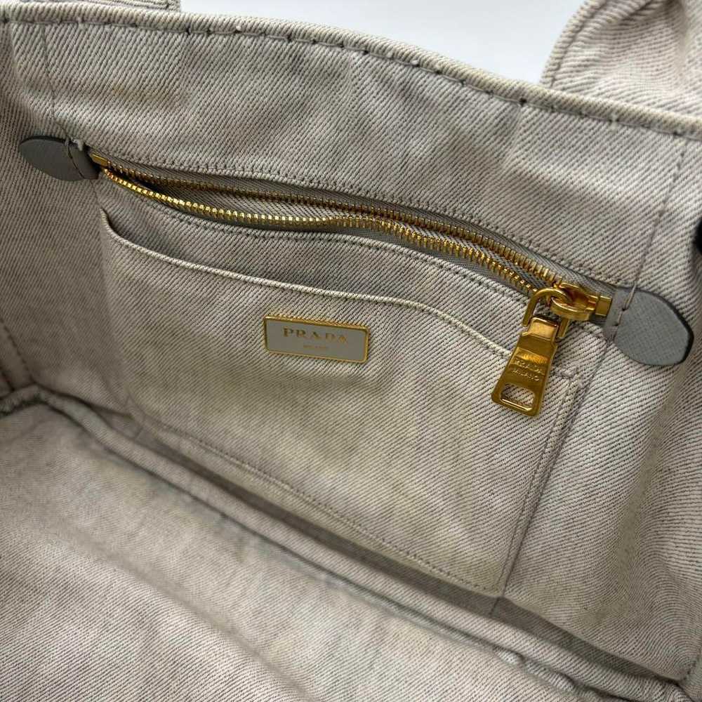 PRADA Canvas Canapa Handbag Tote Bag Light Gray - image 11