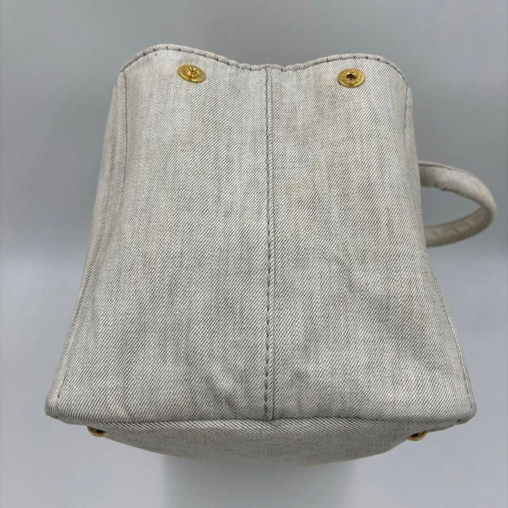 PRADA Canvas Canapa Handbag Tote Bag Light Gray - image 5