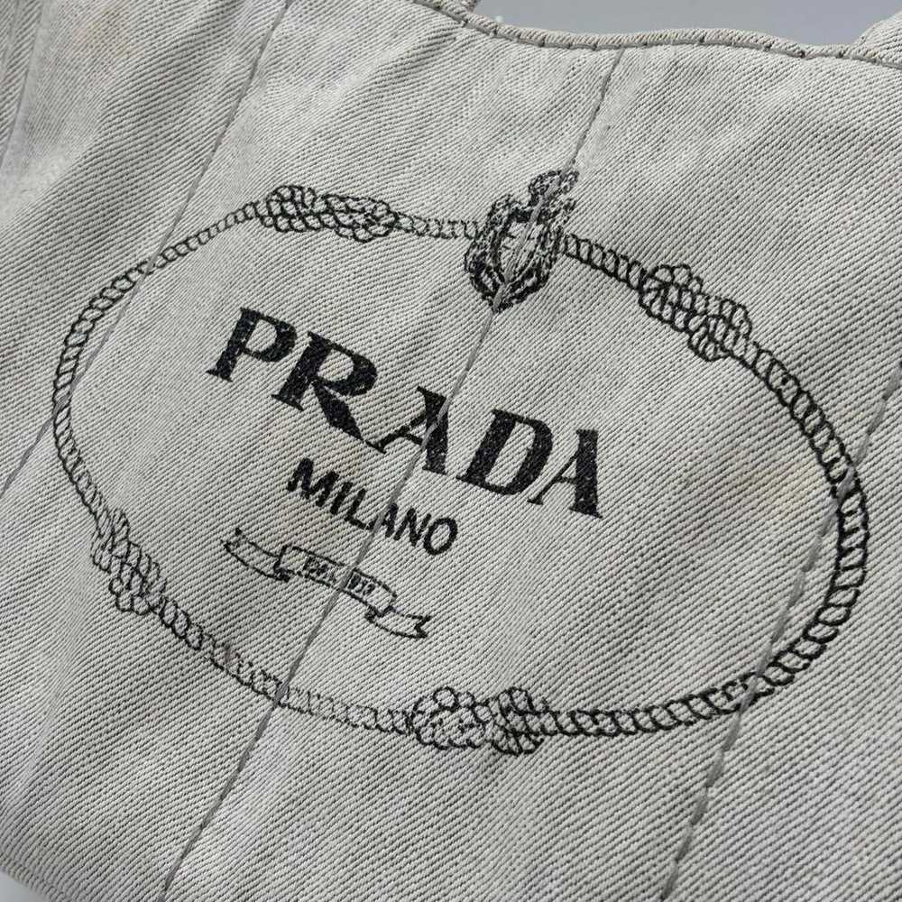 PRADA Canvas Canapa Handbag Tote Bag Light Gray - image 9