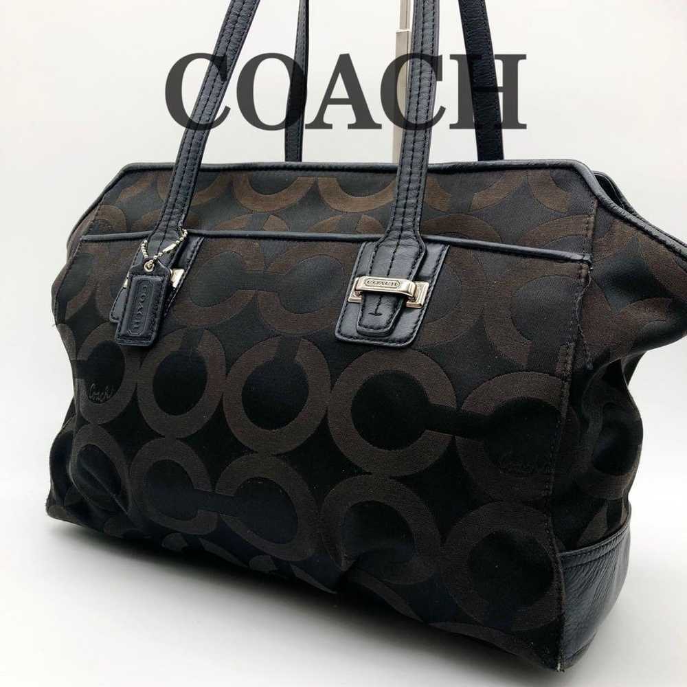 COACH Tote Bag Op Art Shoulder Bag A4 Size Compat… - image 1