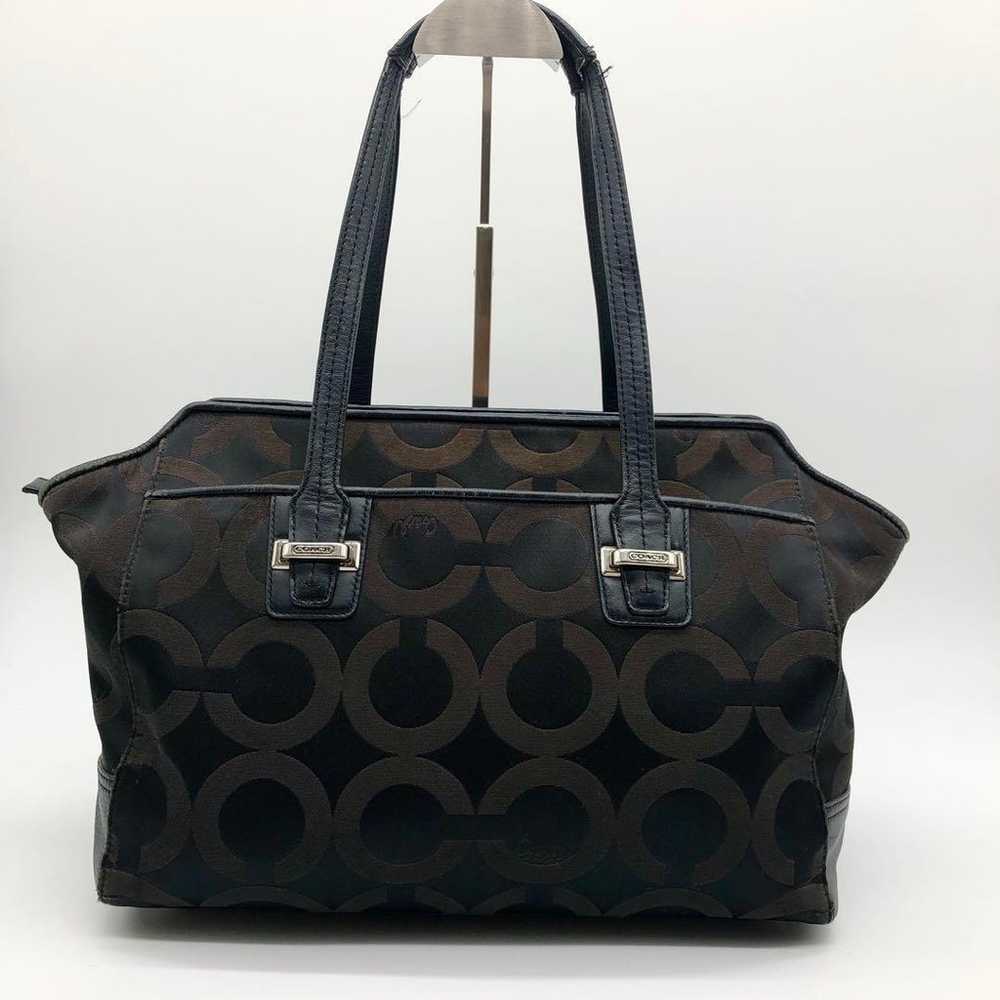 COACH Tote Bag Op Art Shoulder Bag A4 Size Compat… - image 3