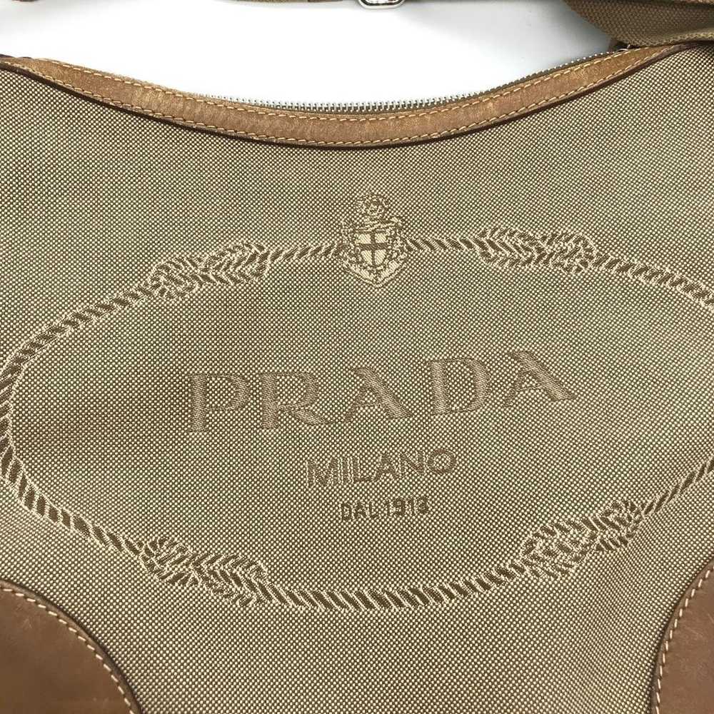 Prada Jacquard Shoulder Bag Leather Crossbody Can… - image 5