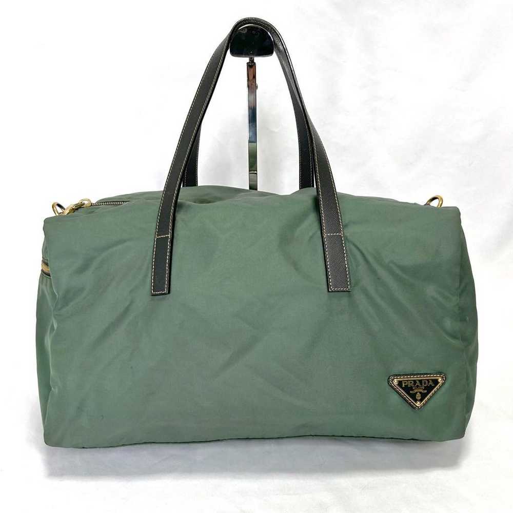 PRADA 2way Mini Boston Bag Khaki Nylon Leather - image 2