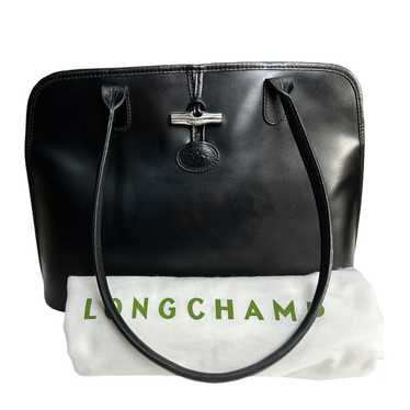 Longchamp Black Leather Roseau Top Handle Large Sh