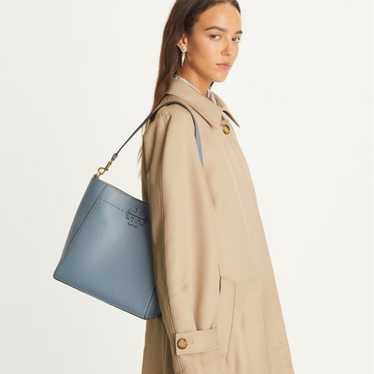 Tory Burch McGraw Leather Bucket Bag BRUNNERA BLUE - image 1