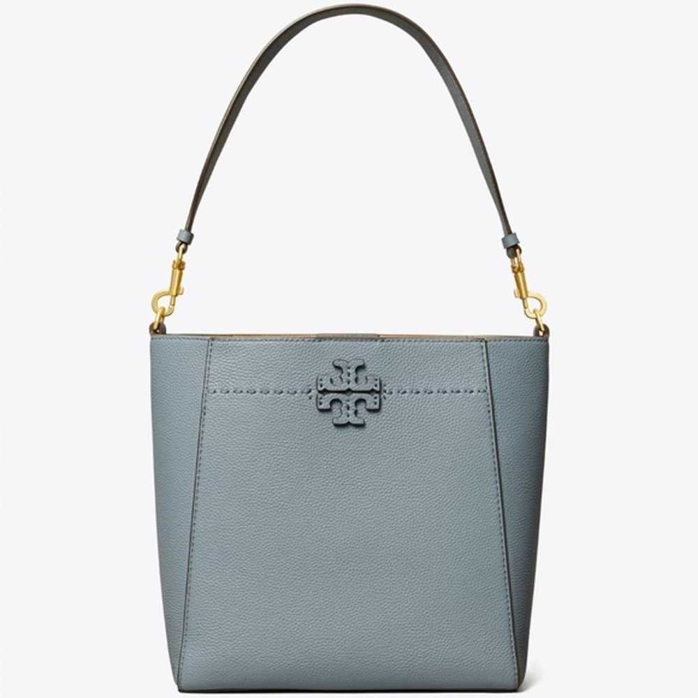 Tory Burch McGraw Leather Bucket Bag BRUNNERA BLUE - image 2