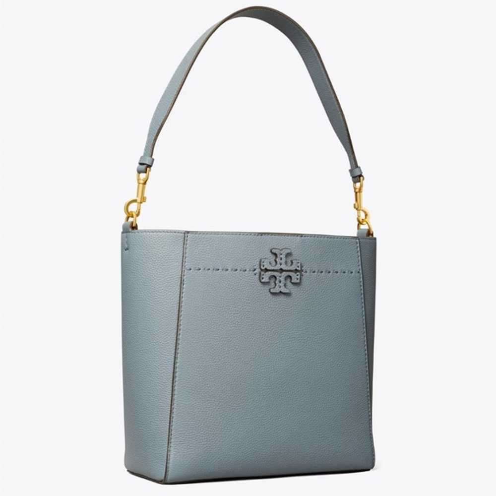 Tory Burch McGraw Leather Bucket Bag BRUNNERA BLUE - image 3