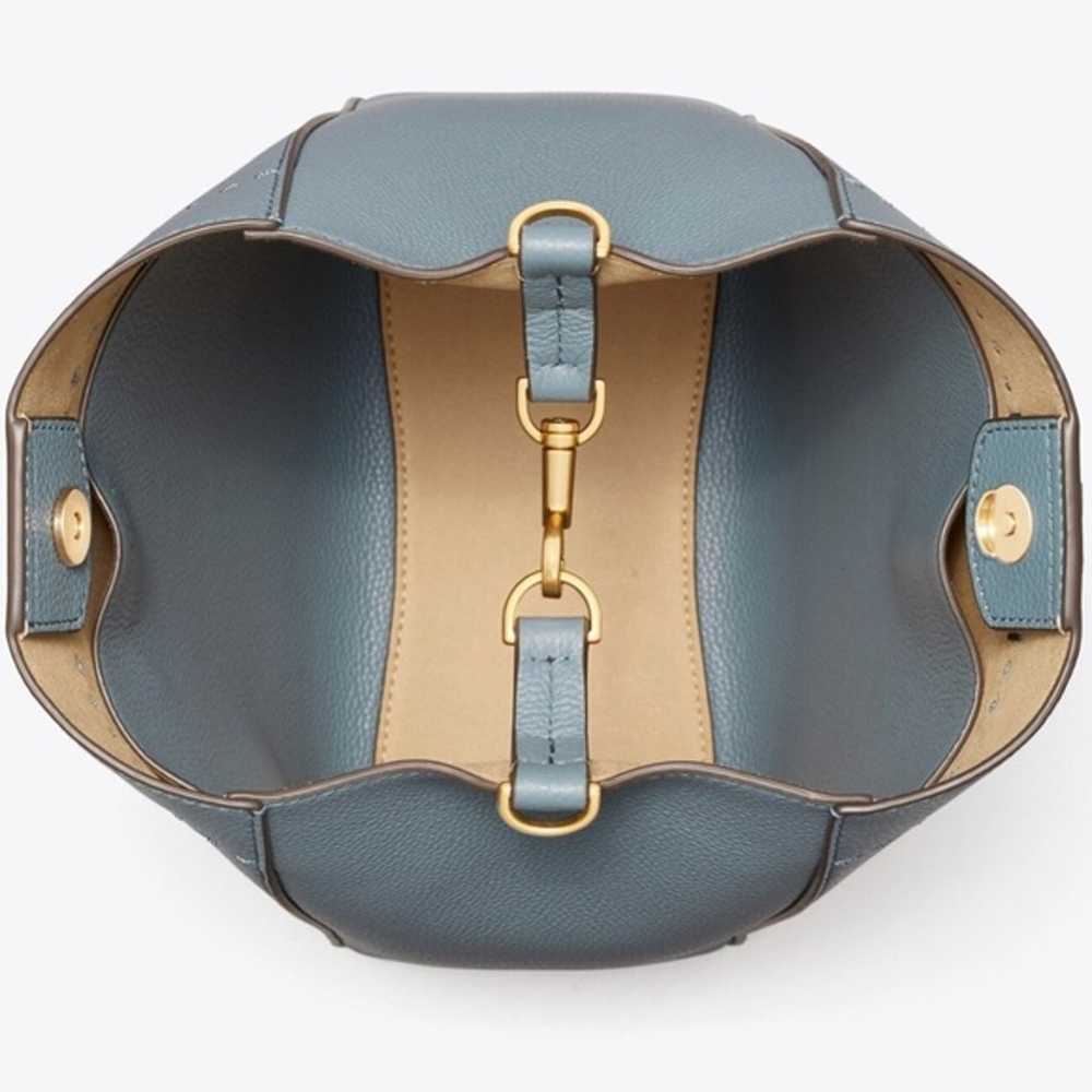 Tory Burch McGraw Leather Bucket Bag BRUNNERA BLUE - image 5