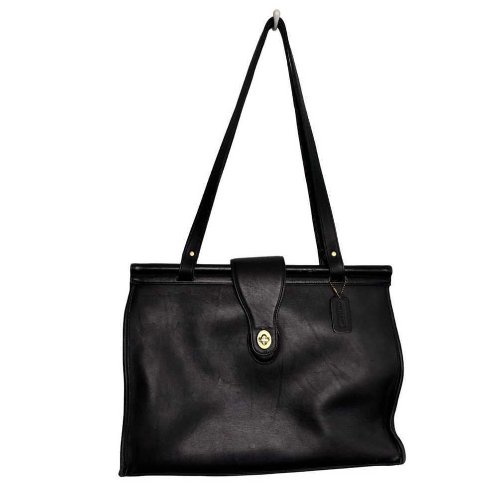 Coach Rare Vintage Black Leather Barclay Tote, Br… - image 1