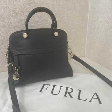 FURLA Black Leather Shoulder Bag