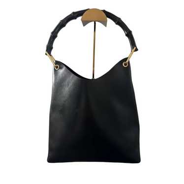 Vintage Gucci Handbag Black Bamboo Leather - image 1