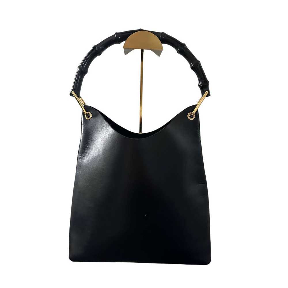 Vintage Gucci Handbag Black Bamboo Leather - image 2