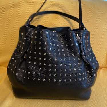 Burberry eyelet large black hobo leather bag