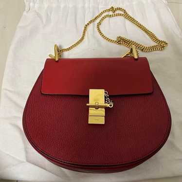 Chloe Drew Chain Shoulder Bag Red