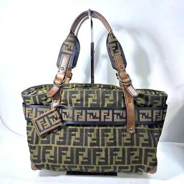 FENDI Zucca pattern belt design handbag canvas le… - image 1