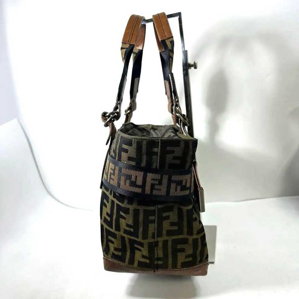 FENDI Zucca pattern belt design handbag canvas le… - image 3