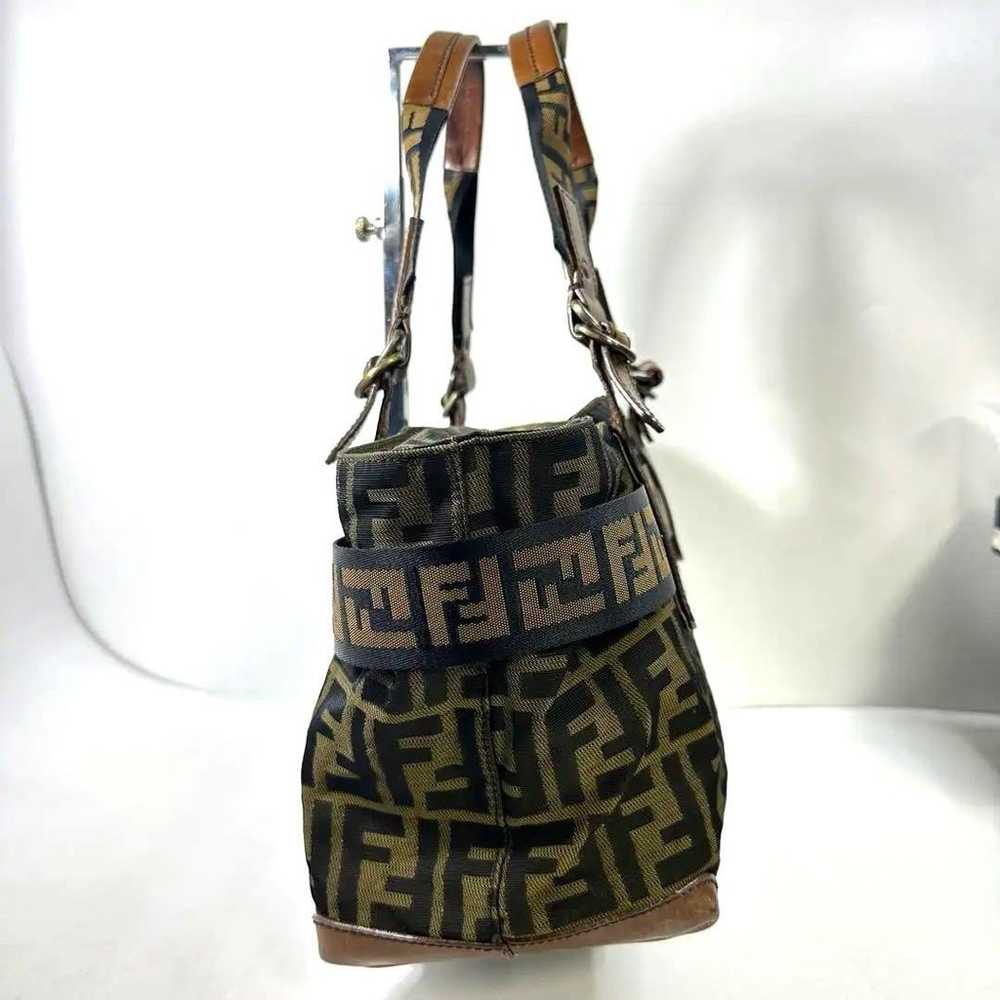 FENDI Zucca pattern belt design handbag canvas le… - image 4