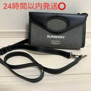 BURBERRY 2WAY Leather Shoulder Bag Canvas