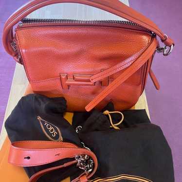 TOD'S Orange Leather Shoulder Bag - image 1