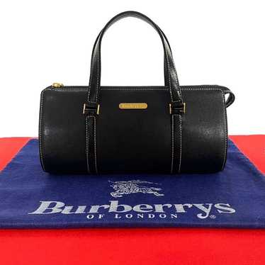 Burberry Logo Nova Check Leather Handbag Black, Al