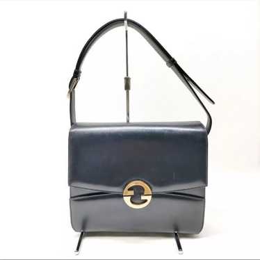 Gucci Vintage 1973 Black Leather Double G Shoulde… - image 1