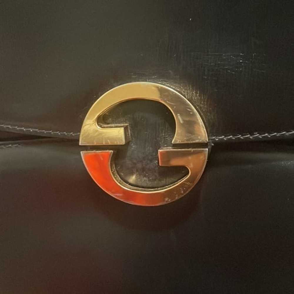 Gucci Vintage 1973 Black Leather Double G Shoulde… - image 2