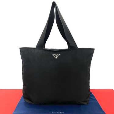 Prada Triangle Logo Hardware Nylon Tote Bag Handb… - image 1