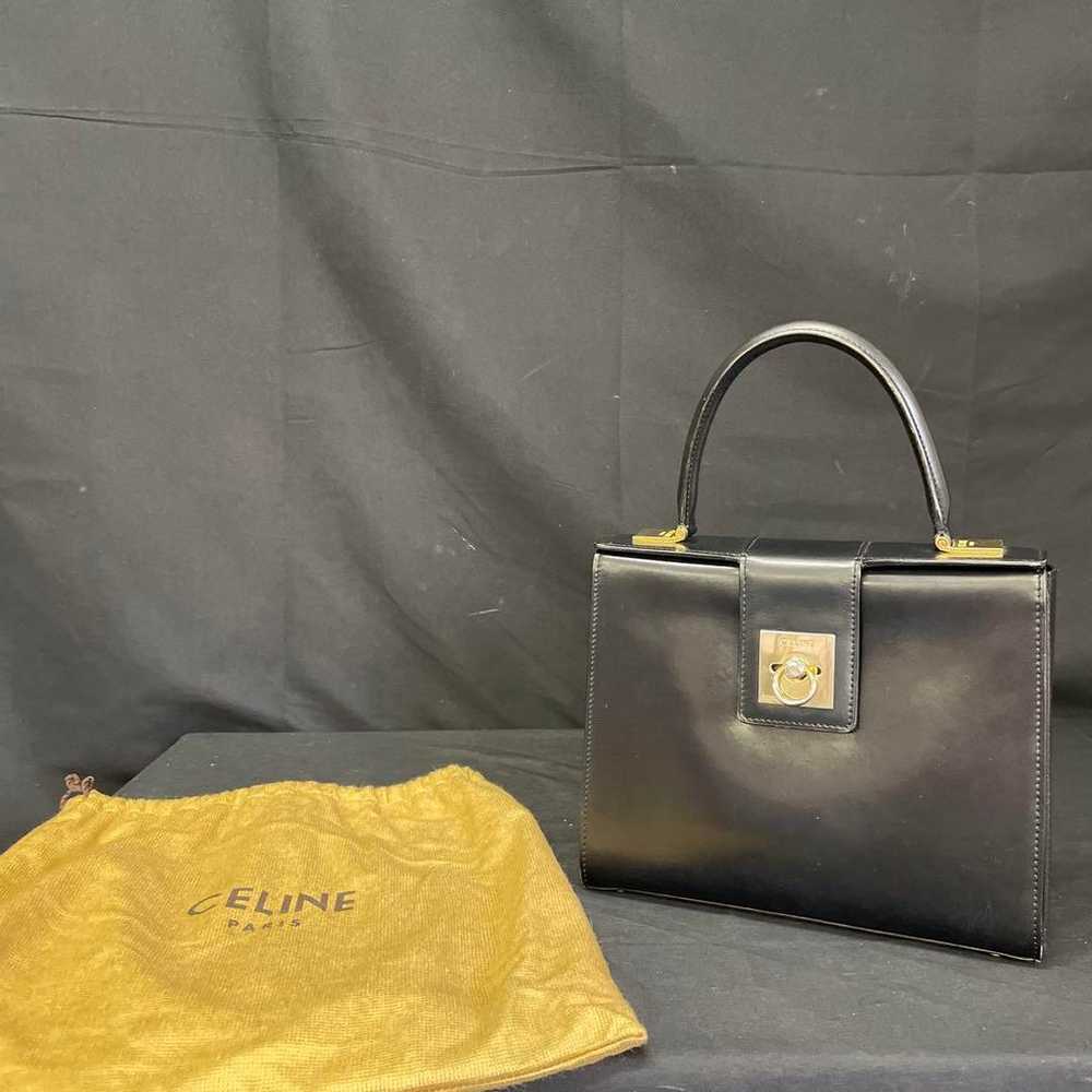 CELINE Handbag Leather One Handle Gancini Hardware - image 2