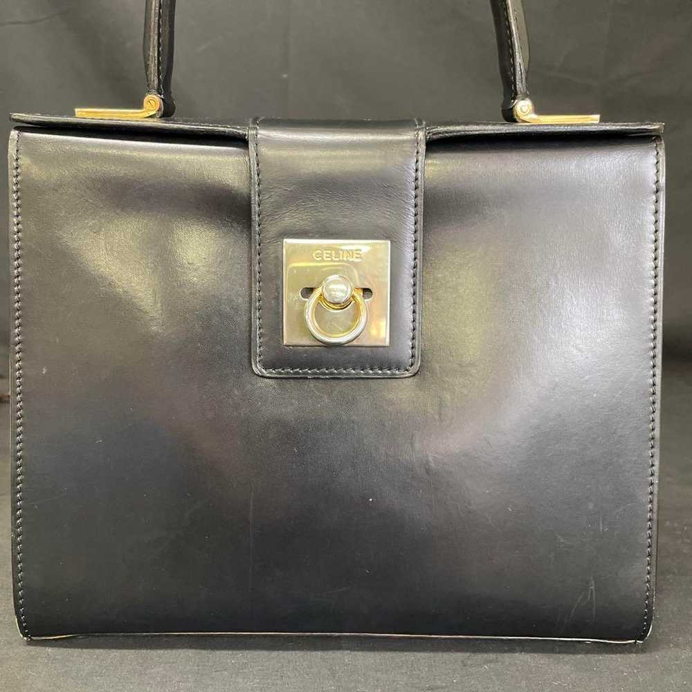 CELINE Handbag Leather One Handle Gancini Hardware - image 3