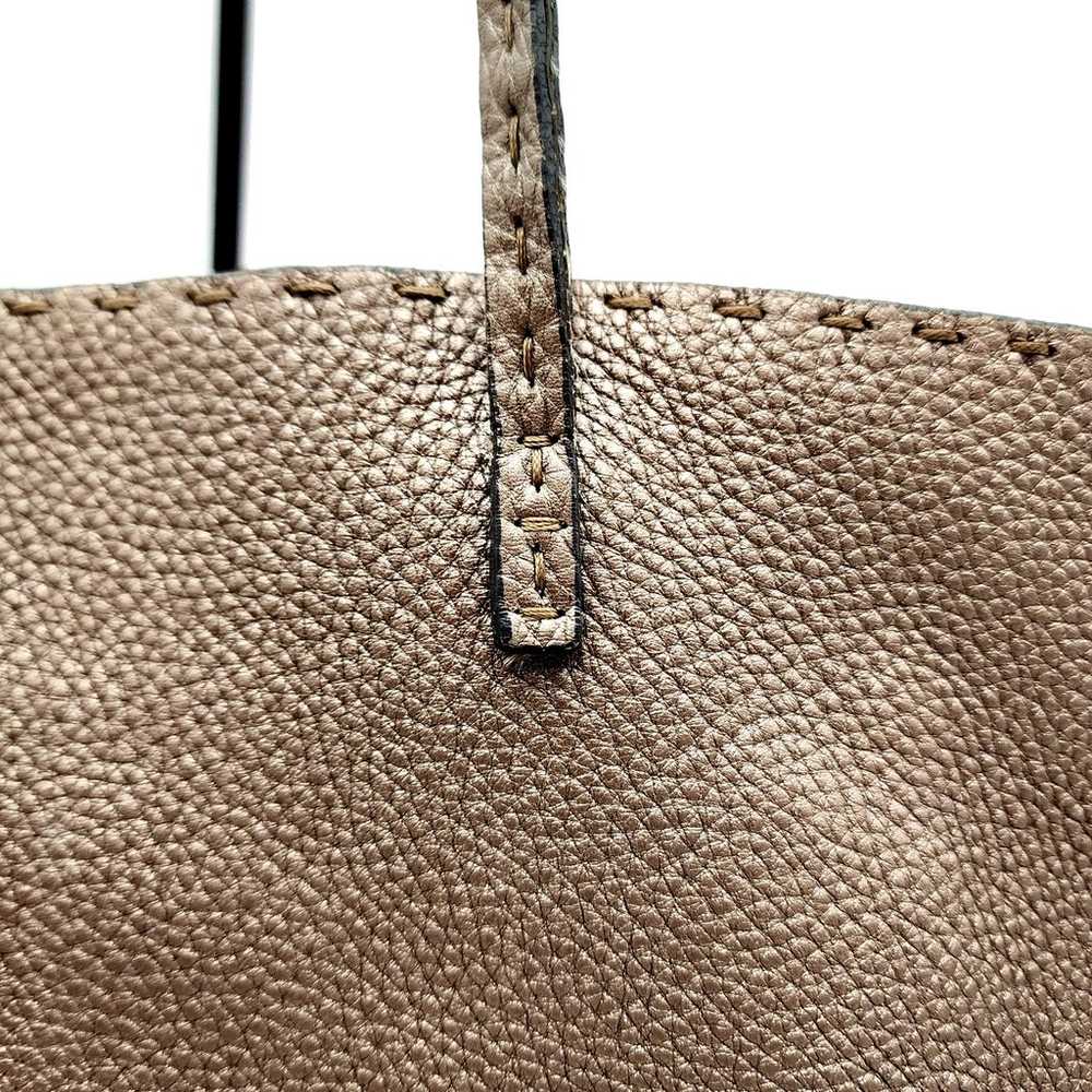 FENDI Selleria Tote Bag in a Metallic Gray Calfsk… - image 11