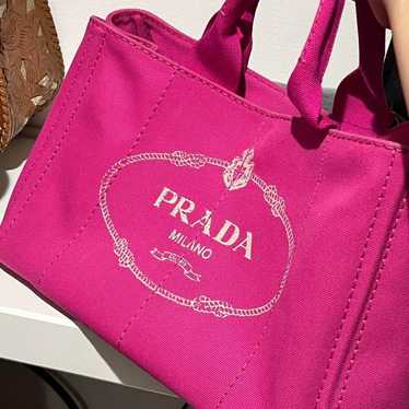 PRADA Capana Pink Canvas Handbag Tote Bag - image 1