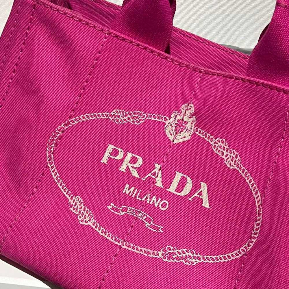 PRADA Capana Pink Canvas Handbag Tote Bag - image 2