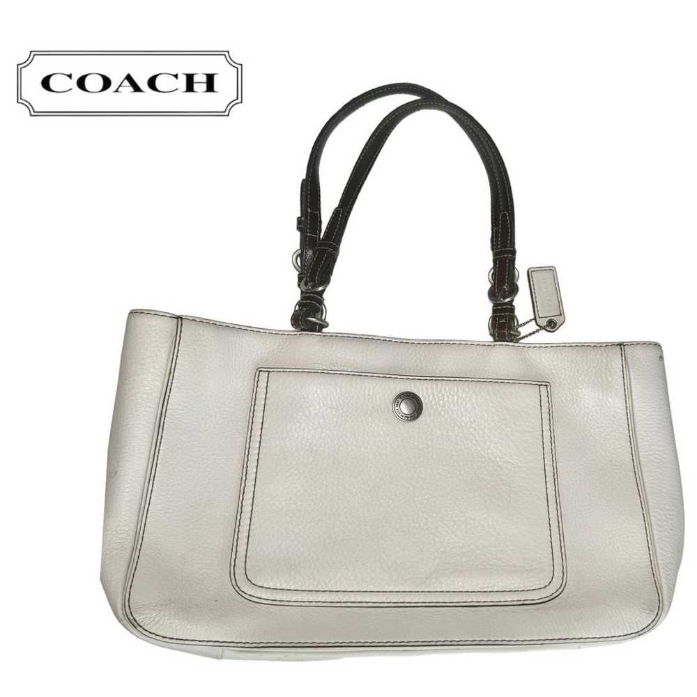 Vintage White Coach Chelsea White Pebbled Leather… - image 1