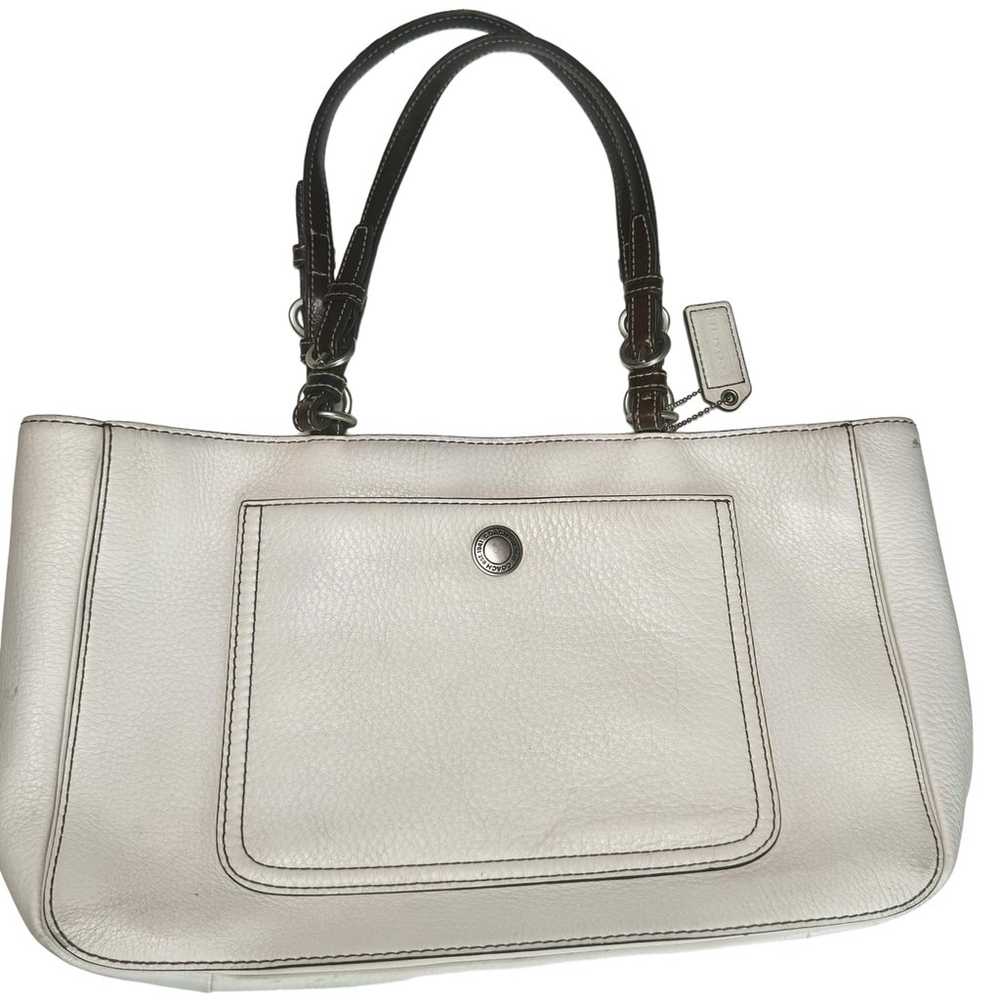 Vintage White Coach Chelsea White Pebbled Leather… - image 2