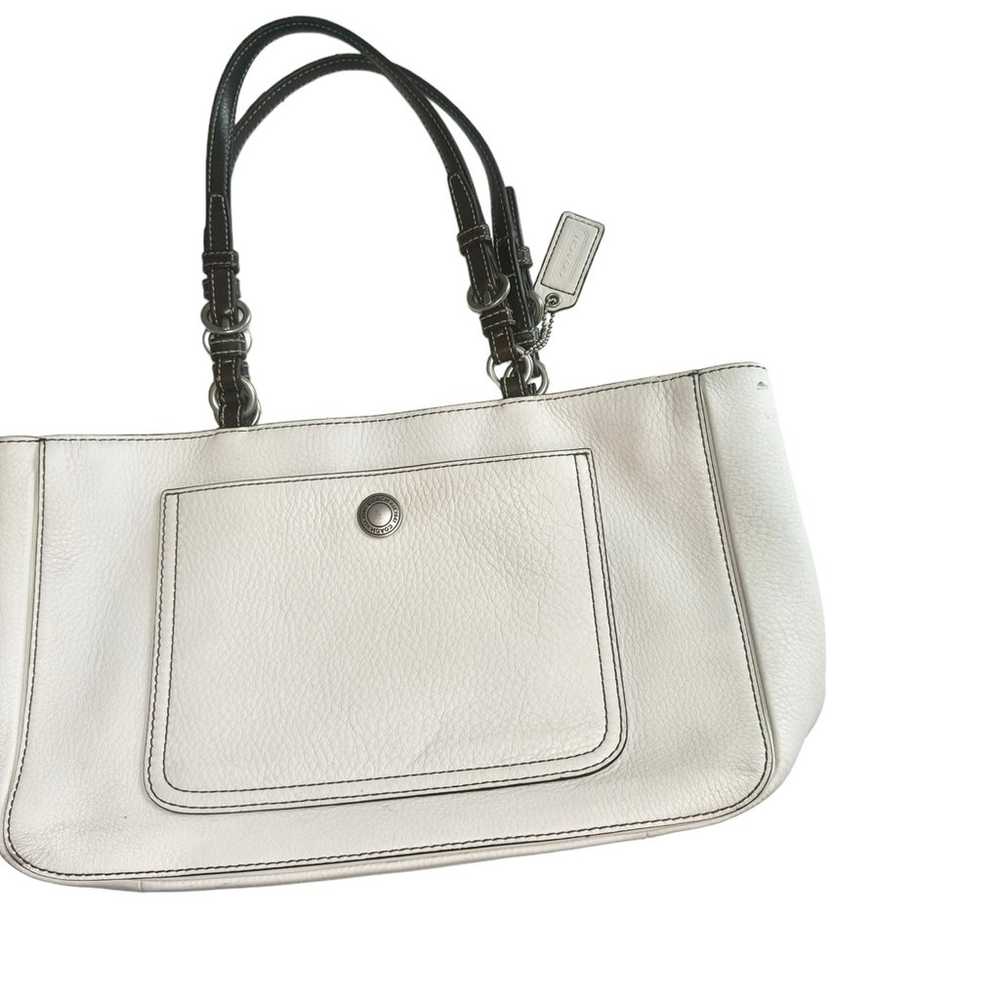 Vintage White Coach Chelsea White Pebbled Leather… - image 6